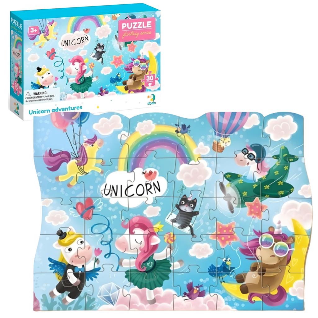 Puzzle Przygoda Jednorożca 30 Elementów Kolorowa Układanka Dla Najmłodszych