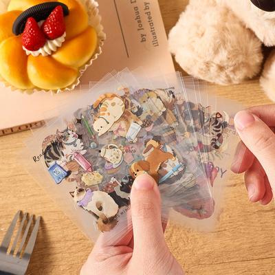 20sheets Cute Pet Stickers Book Embelishment Transparent Stickers for Scrapbooking Supplies Junk Journal Craft Stickers
