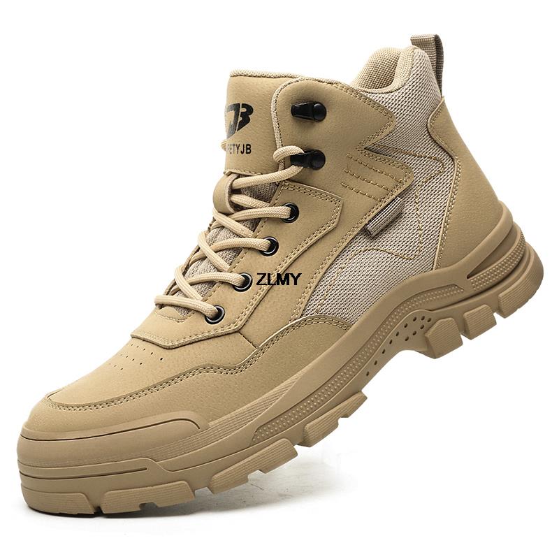 Fashion Anti-spark Work Safety Boots Men Steel Toe Work Shoes Puncture Proof Anti-smash Safety Shoes Construction High Top Man Boots New
