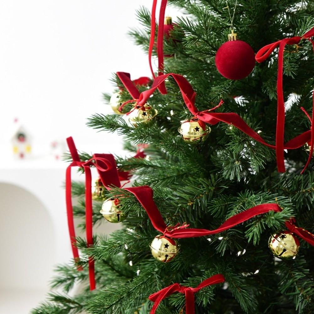 Red Ribbons Bell Pendants 2.7m Xmas Tree Hanging Bells  Festive Atmosphere