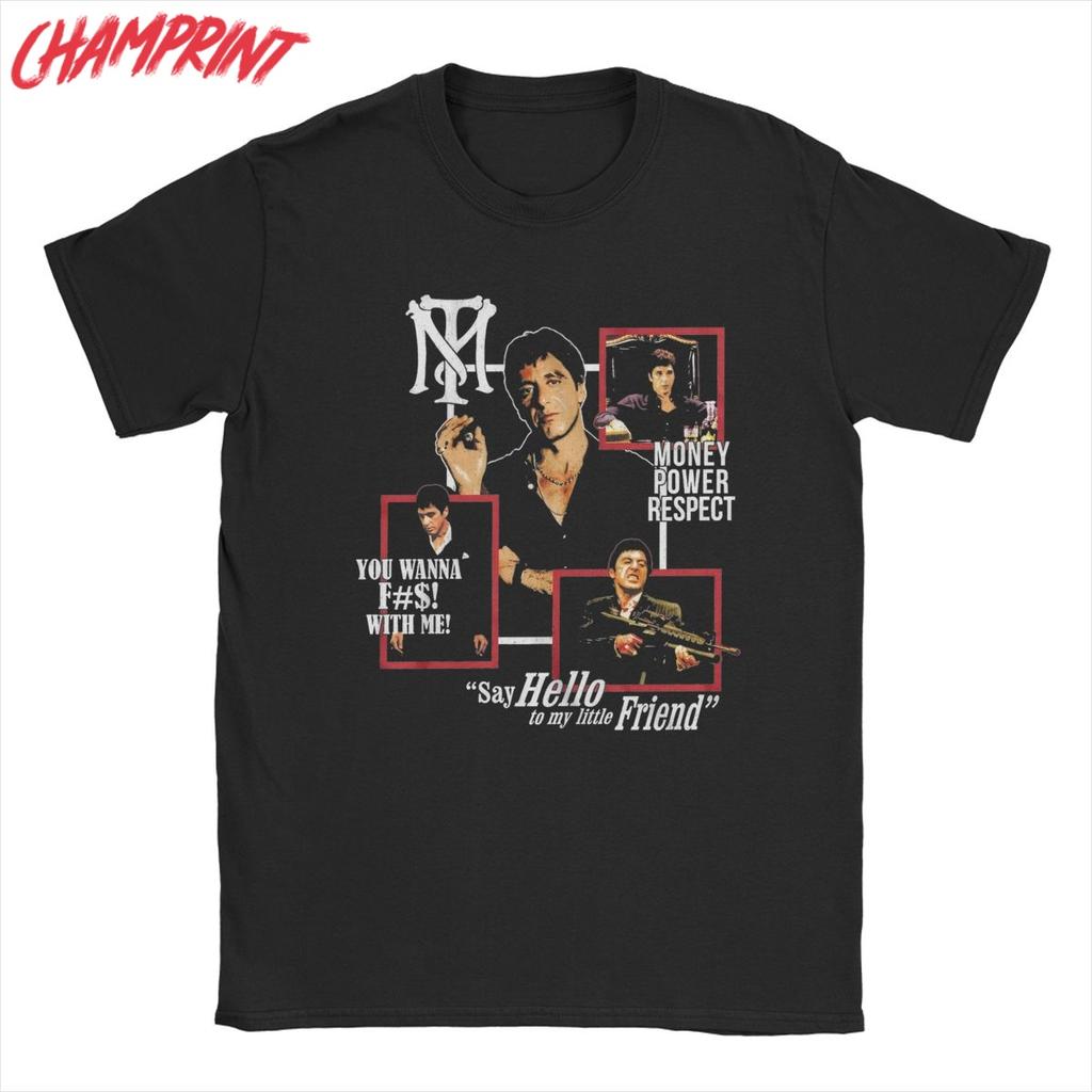 Scarface T Shirts Men's Cotton Vintage T-Shirt Round Neck Movie Tees Short Sleeve Clothes Gift Idea