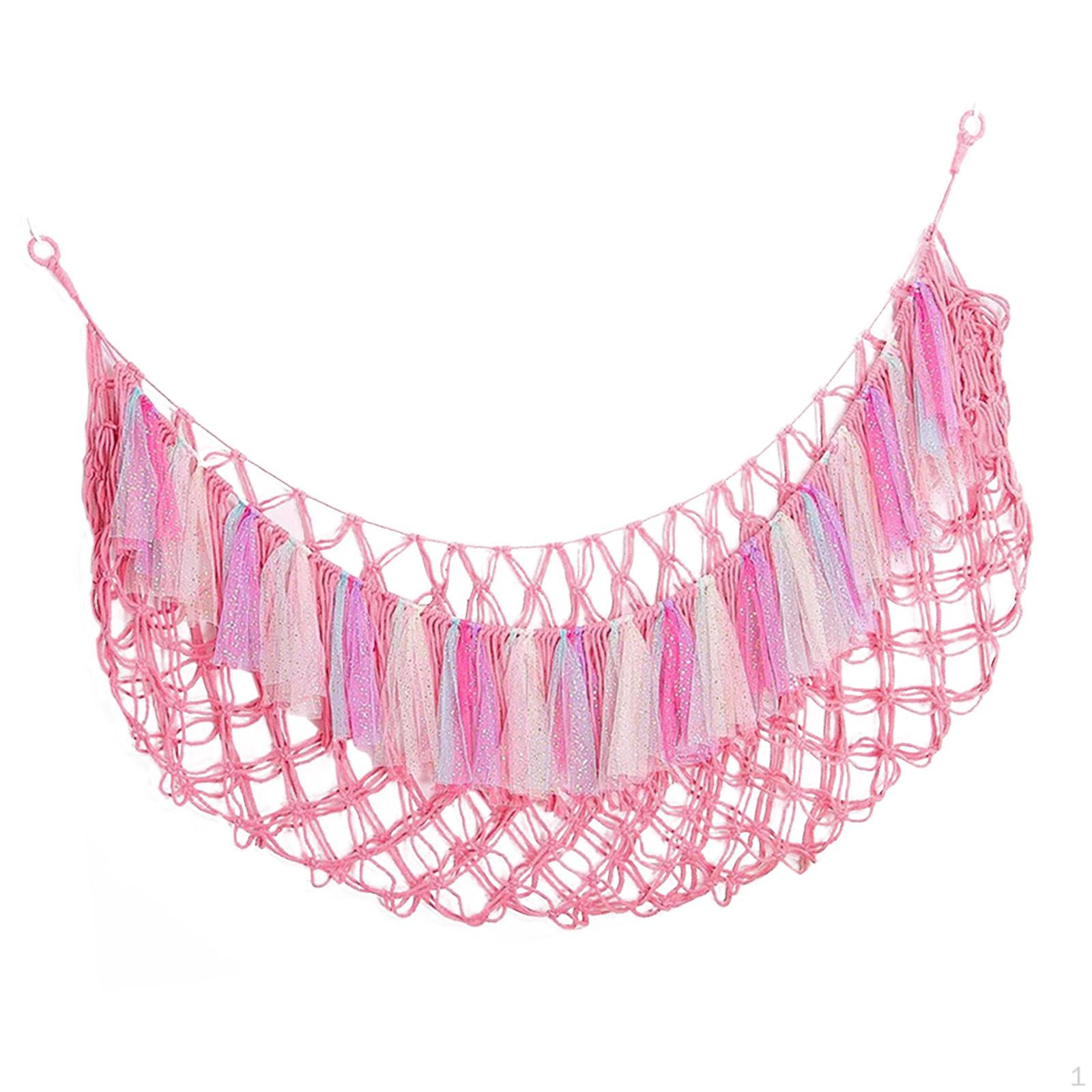 Угловой подвесной органайзер для игрушек Сетчатый держатель Ручная работа Легко установить Плюшевое хранилище для розовый