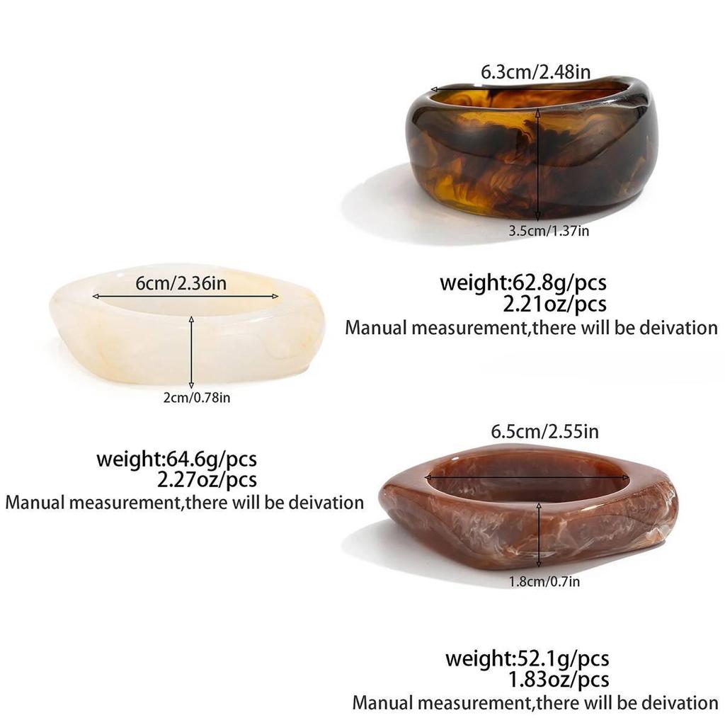 SHIXIN Vintage Thick Resin Acrylic Wide Bangle Bracelets for Women Trendy Geometric Irregular Cuff Bracelet Fashion Jewelry Gift