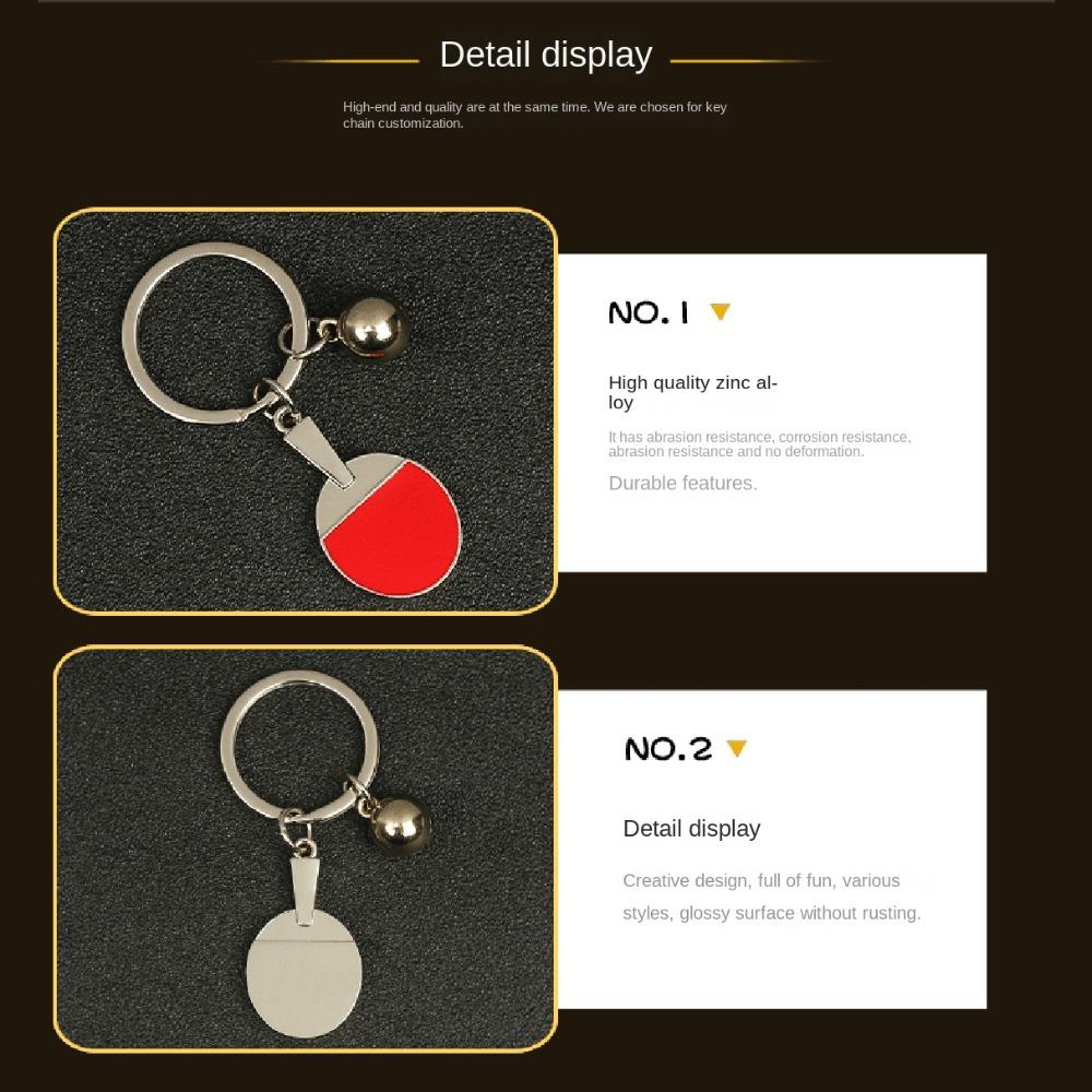Keychain Pingpong Bat Ball Keychain Zinc Zinc Zinc Alloy Table Tennis Key Chain  Small Gift