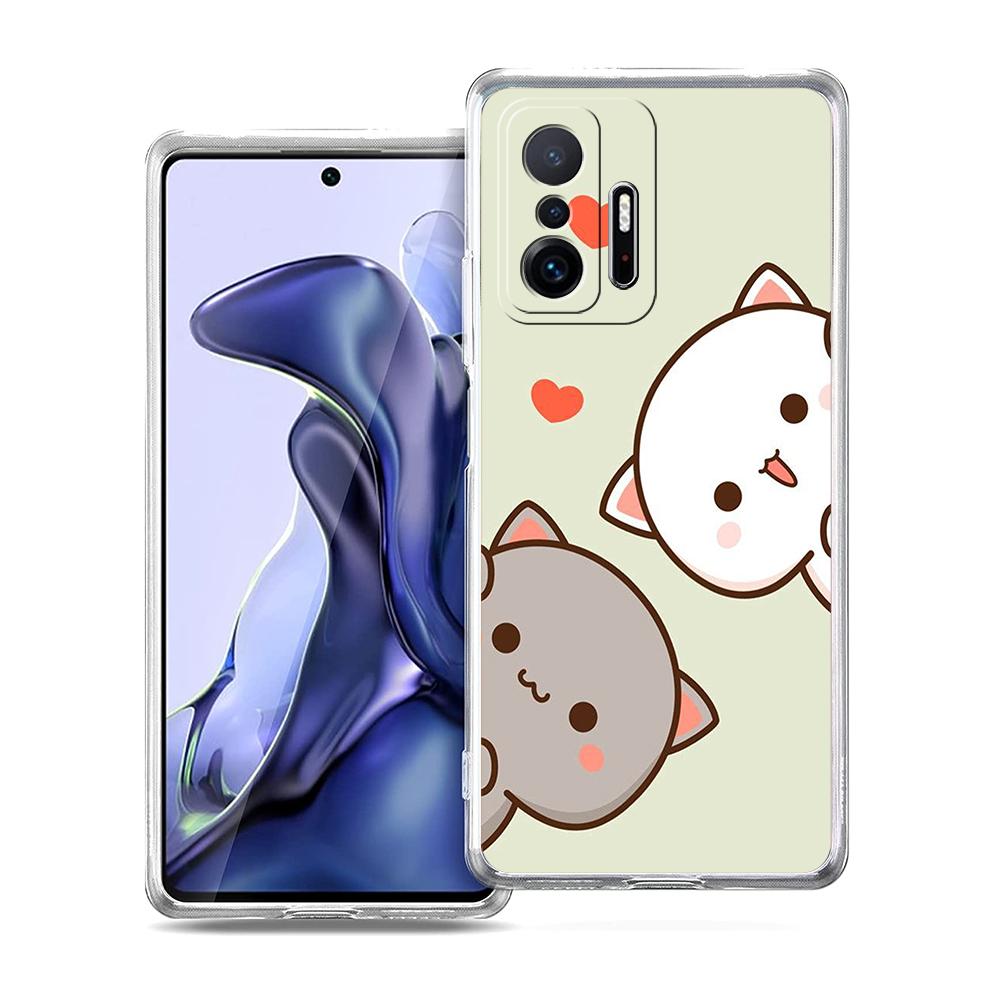 Peach And Goma Cat Phone Case for Xiaomi Mi Poco F3 X3 X4 GT NFC M3 M4 11 Ultra 12 11X 11i Pro Lite 5G Soft Transparent Cover