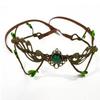 Renaissance Bridal Forehead Chain Green Gemstone Branch Leaf Headpiece  Outdoor Photo Prop