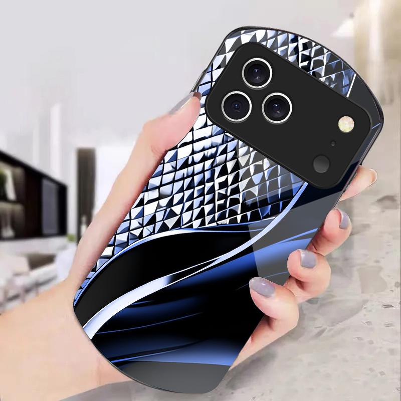 Abstract Geometry Art For iPhone 17 16 15 14 Pro 13 Plus 12 Mini 11 Pro Max XR X S 7 8 Elliptical Tempered Glass Phone Case