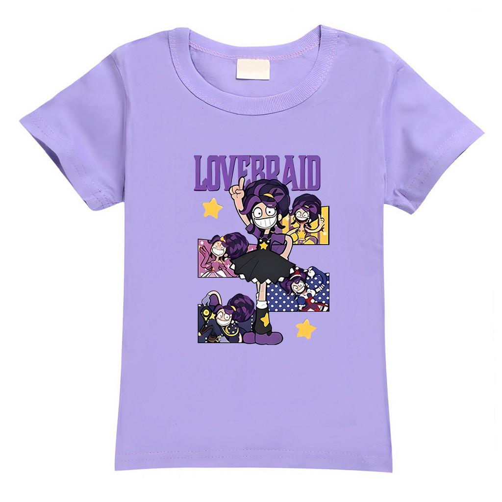 4143 Kids Girls Lily Lovebraids Print Short Sleeves Cotton T-Shirt