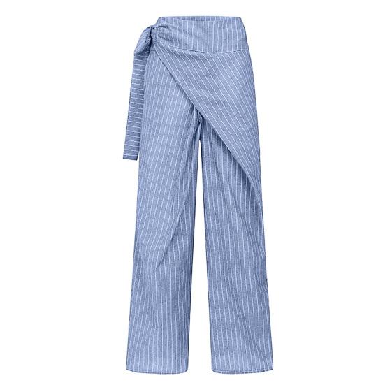 

Женские брюки на шнуровке сбоку, в полоску, оверсайз, широкие, повседневные, с карманами, для занятий спортом, работы, путешествий, на каждый день XXXL синий