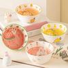 Strawberry Rabbit Pattern Ceramic Bowl Under Glaze Color Soup Bowl Cute Fruit Salad Bowl  Tableware