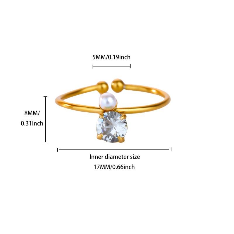 Light luxury zircon pearl heart-shaped ring women's opening adjustable temperament high-end k gold exquisite ring new