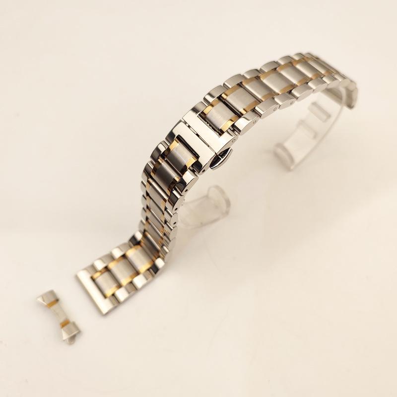 

Ремешок из нержавеющей стали, ремешок из нержавеющей стали с пятью бусинами, ремешок для часов с двойной застежкой-бабочкой, аксессуары для часов 12-22 мм 22mm