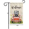 Welcome Summer Dog Garden Flag Funny Puppy West Highland White Terrier Banner Red Retro Car Flowers Customized Name Outdoor Yard Decoration Small