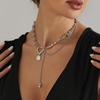 Pearl Snake Bone Chain Bead Splicing Necklace Minimalist Broken Silver Necklace Tassel Collarbone Chain Jewelry Gifts