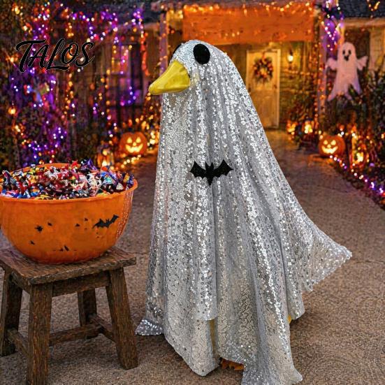 Halloween Decor for Lawn Goose Ghost Costume, Porch Outfit Outdoor Garden Statue Attire Decor, Spooky Holiday Clothing, Funny Yard Ornament