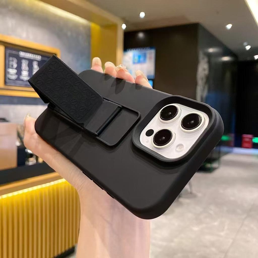 Suitable for Ip16promax Liquid Silicone Wristband Stand, Apple 15/14 Solid Color Protective Case