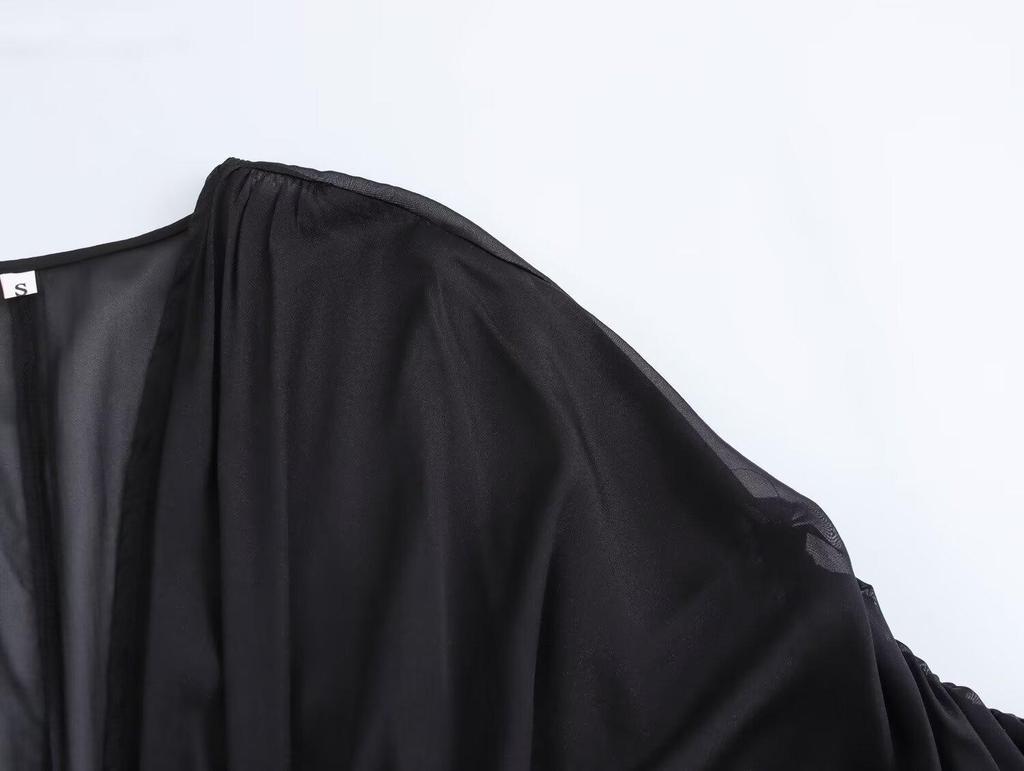 2025 Spring Women's European & American Style V-Neck Long Sleeve Loose French Dress