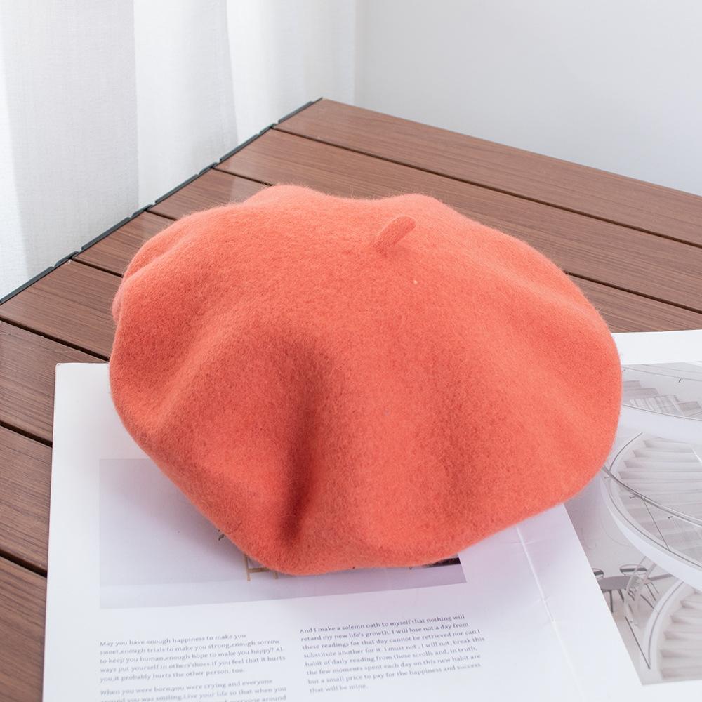 Berretto Donna Britannico Vintage Autunno e Inverno Lana Pittore Cappello Signora Cappello Bocciolo Versatile Tendenza ins