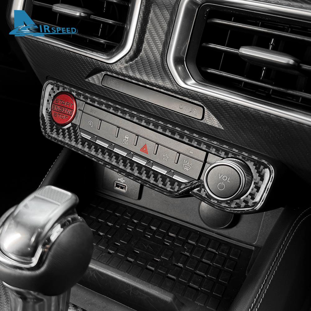 Real Soft Carbon Fiber Sticker For Ford Mustang GT 2024 2025 LHD RHD Car Central Control Star Button Interior Trim Accessories