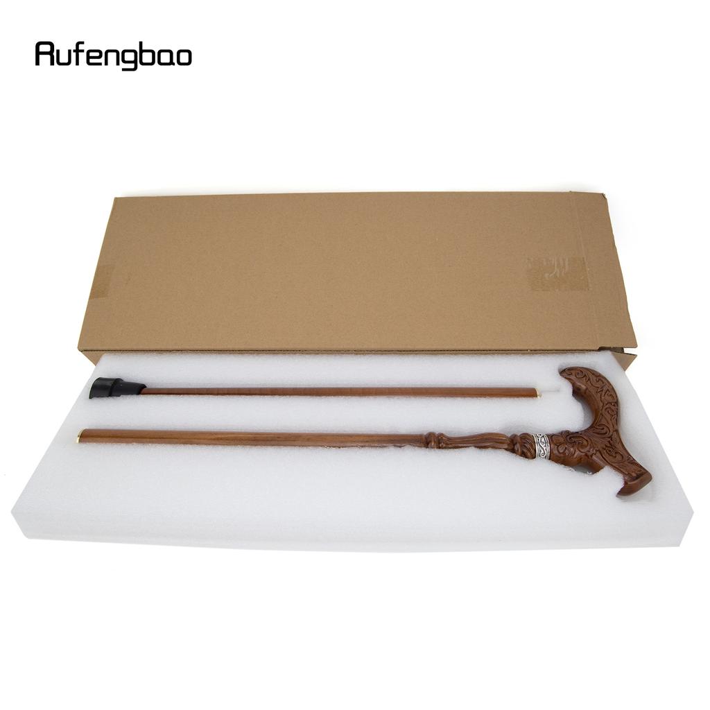 Flower Brown Wooden Fashion Walking Stick Decorative Vampire Cospaly Party Wood Walking Cane Halloween Mace Wand Crosier 93cm