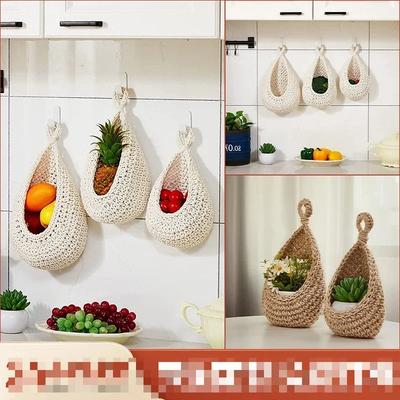 Hanging Water Droplet Net Bag Hanging Wall Vegetable and Fruit Storage Basket Handmade Cotton Rope Woven Bird's Nest