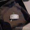 Three-color Fashion Personality Exaggerated Design Ring Female Tide Dance Ring Niche T Square Diamond Colored Zircon