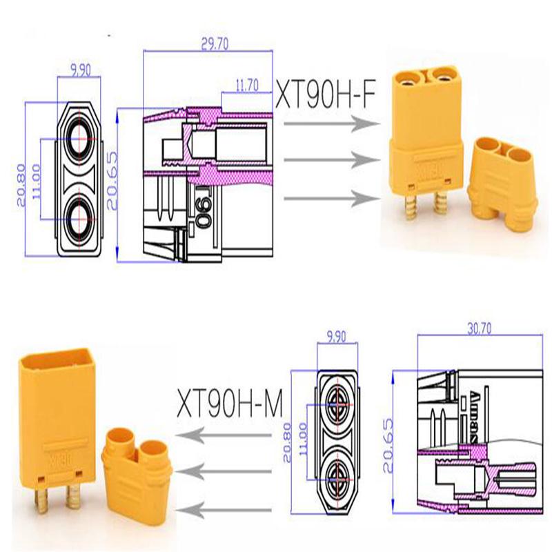 5Pair/lot Amass XT90+ Plug Connectors Male Female For RC Model Battery