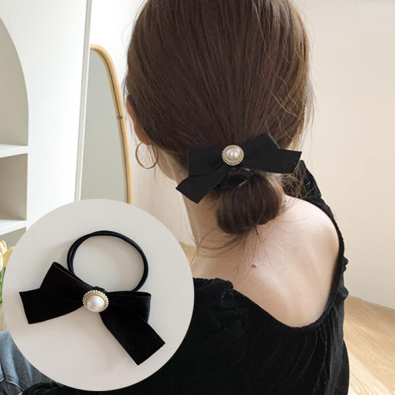 Shuo Pearl Point Ribbon Hairband black