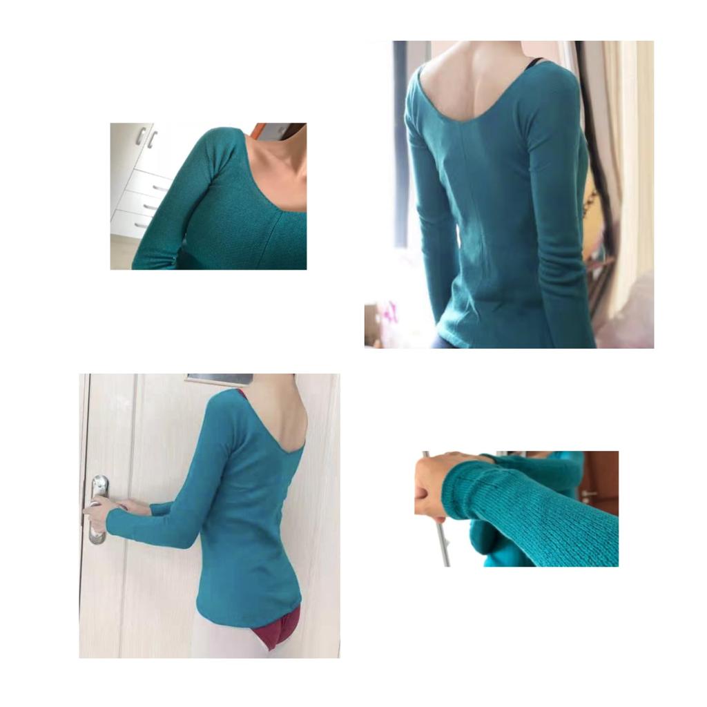 ProDance Knit Ballet PT003M Size Turquoise Top, V-Neck, Warm-Up, (M (Japan Small), Green)