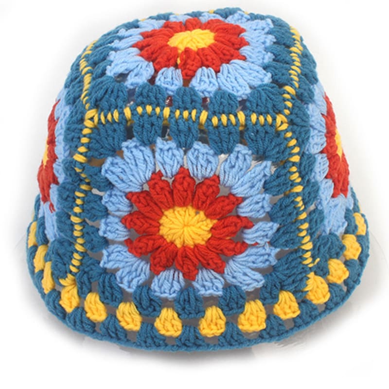 Universal Chemistry Flower Blue Knit Short Bucket Hat