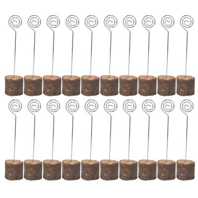 20 Stück Premium Holz Tischkartenhalter mit Wirbel-Draht Namenskarten Fotohalter für Hochzeit Geburtstag Festival