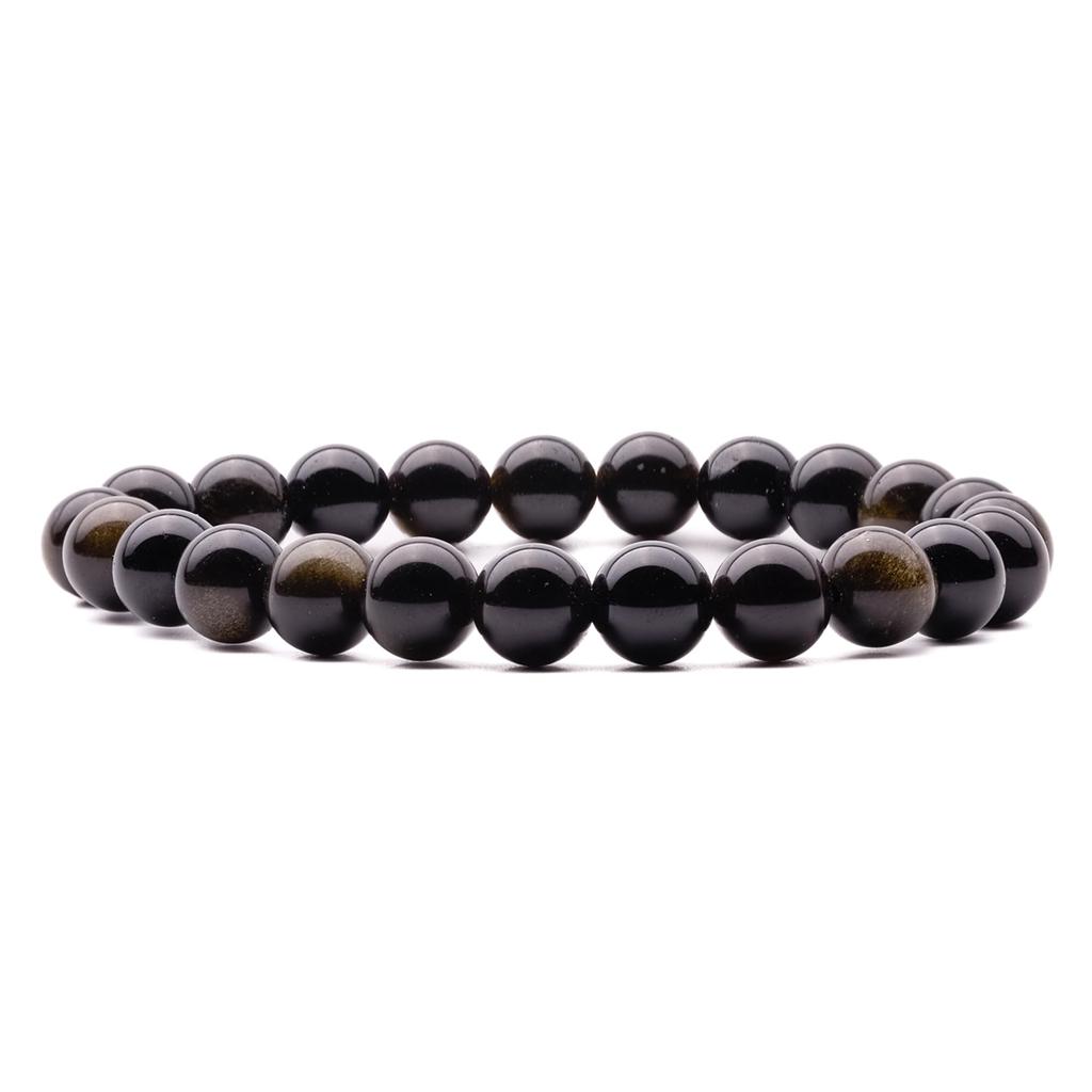 Plus Value Black Obsidian Bracelet for Protection | Stylish Charm Crystal Bracelet for Men Women Boys and Girls (Beads Size: 8mm, Jute Bag)