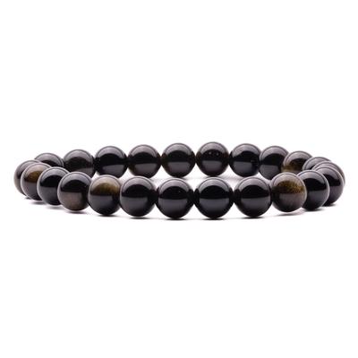 Plus Value Black Obsidian Bracelet for Protection | Stylish Charm Crystal Bracelet for Men Women Boys and Girls (Beads Size: 8mm, Jute Bag)