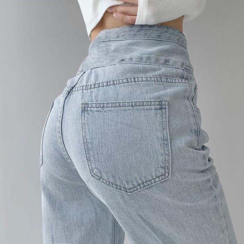 Yüksek Bel Gevşek Rahat Kot Kadınlar için Streetweet Moda Düz Pantolon Anne Kot Yıkanmış Kot