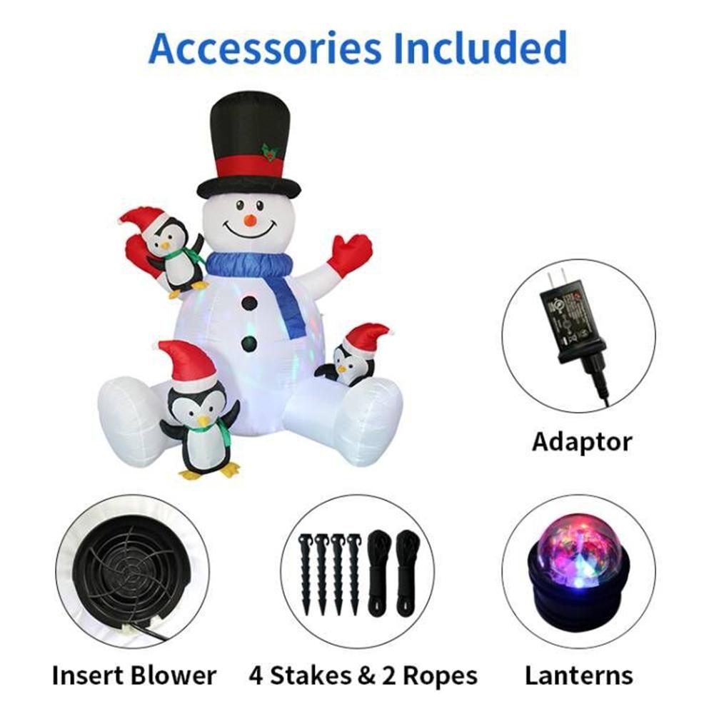 2.1M/7FT Christmas Inflatables Sitting Snowman Penguin Outdoor Model with LED Lights Indoor Outdoor Carnival Xmas Decorations