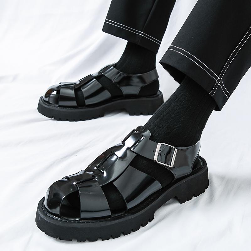 Fashion New Men Beach Sandals for Summer Black Red Thick-soled Anti-slip Lightweight Comfortable Fashionable Brand Sandals Size 38-46