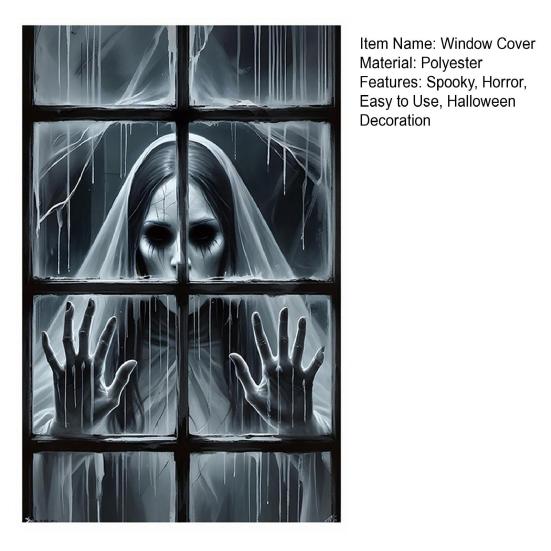 Halloween Window Cover Spooky Ghost Zombie Window Poster Clings Scary Hanging Background Decor for Halloween Party Supplies