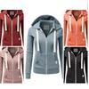 Autumn/Winter New Women'sPersonalized Fashion Sports Hoodie Long Sleeve Drawstring Pocket Zipper Coat Woolen Sweater Top CYXX386