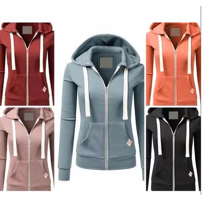 Autunno/Inverno Nuovo Donna Personalizzato Moda Sportivo Felpa con Cappuccio Manica Lunga Coulisse Tasca Zip Cappotto Maglione di Lana Top CYXX386