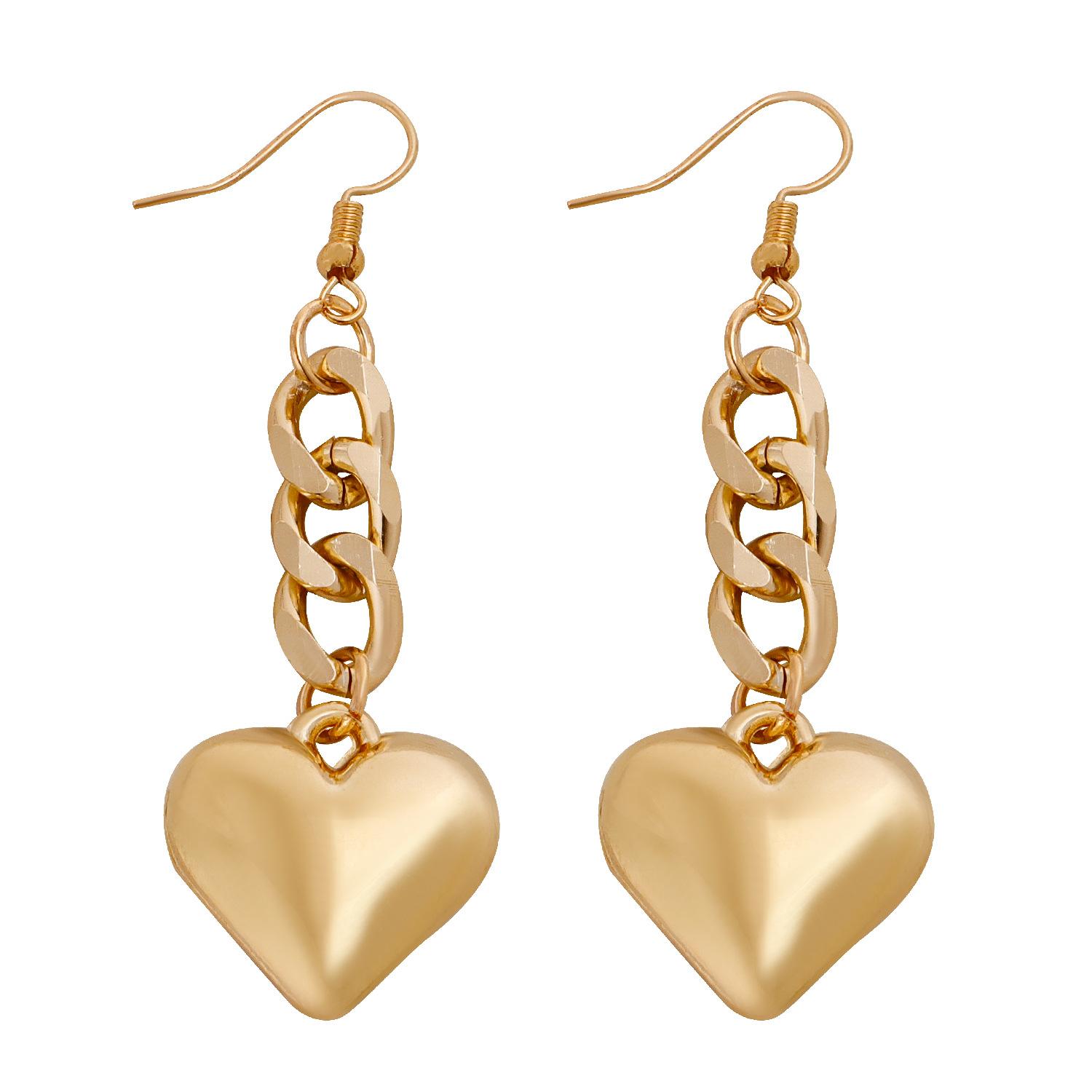 

Exaggerated hip-hop trend big love peach heart earrings, niche cold wind alloy earrings
