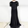 2025 European & American Designer Rhinestone Ruffle Sleeve Backless Floor-Length Gown