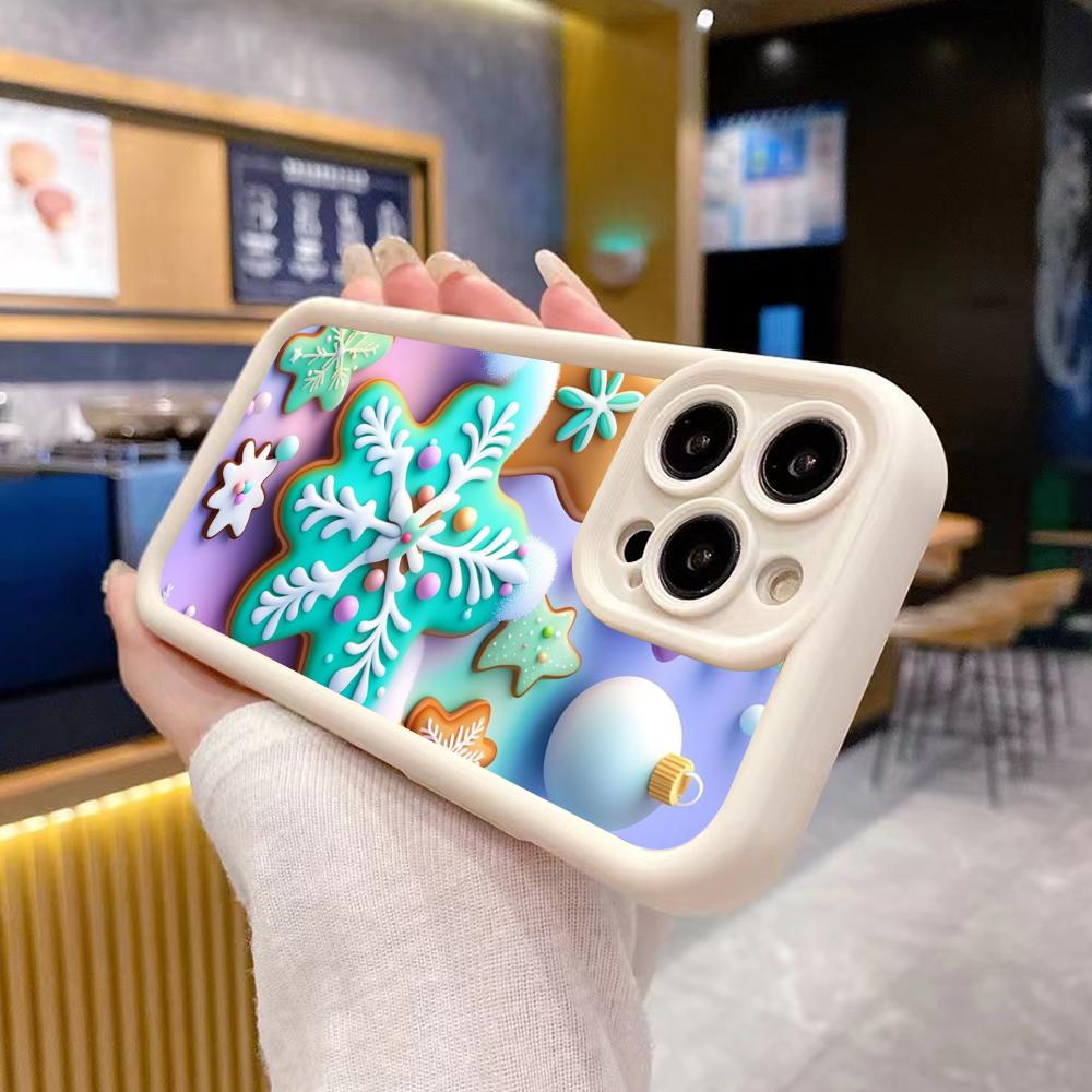 Winter Snowflake Mobile Cell Phone Case for iPhone 17 16 15 14 13 12 11 Air Pro Max Plus Thicken TPU Colorful Cover Luxury Cover