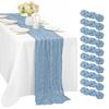 Bali Bohemian Crinkled Gauze Table Runner – Semi-transparent Twist, Festival Wedding Style.
