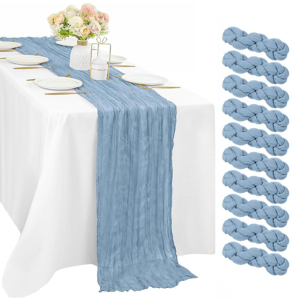 Bali Bohemian Crinkled Gauze Table Runner – Semi-transparent Twist, Festival Wedding Style.