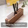 Pen Holder with Card Slot Natural Wood Desk Tidy Compact for Study Room