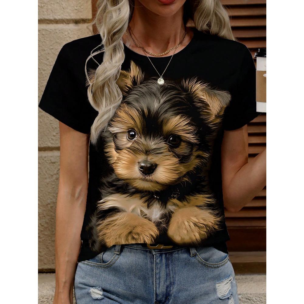 Women's Short Sleeve Round Neck T-Shirt, Summer Graphic Tees Women Tops
