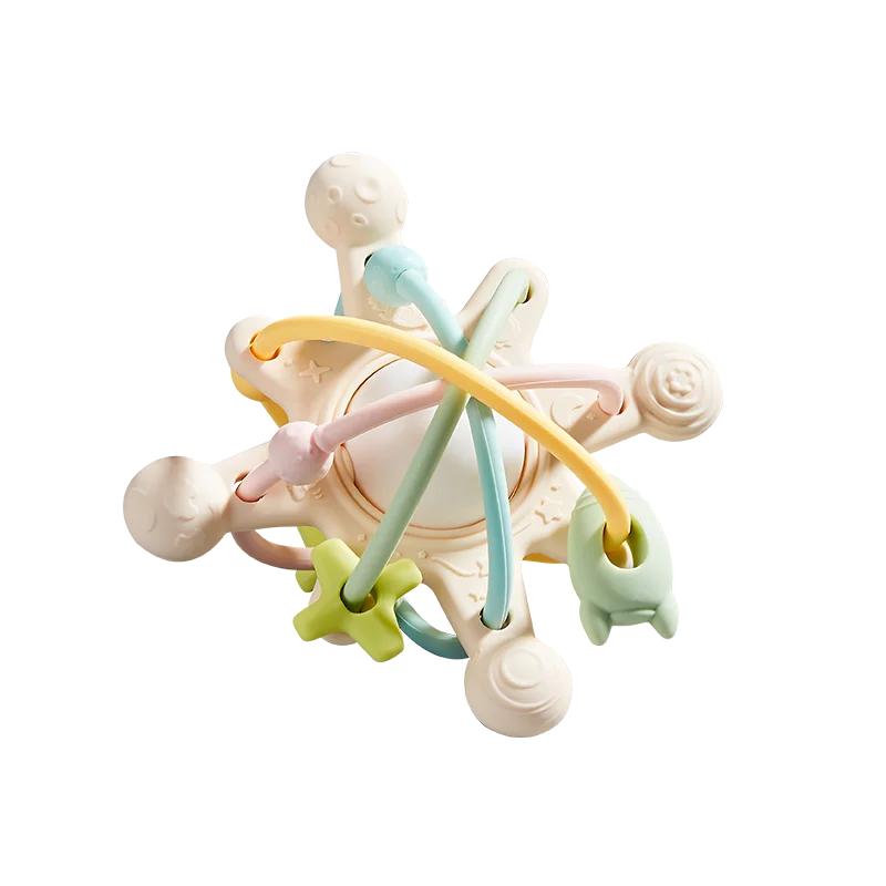 

Silicone Hand Catching Ball Chewing Teether Hand Bell Newborn Sensory Educational Toys Chidlren Gift