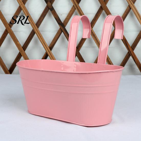 Gancio Staccabile Contenitori a Fiore Fioriera Metallica da Appendere, Vaso con Fori di Drenaggio, Ganci, Vasi per Verde Verticale per Ringhiera Balcone Pianta per Recinzione Giardino