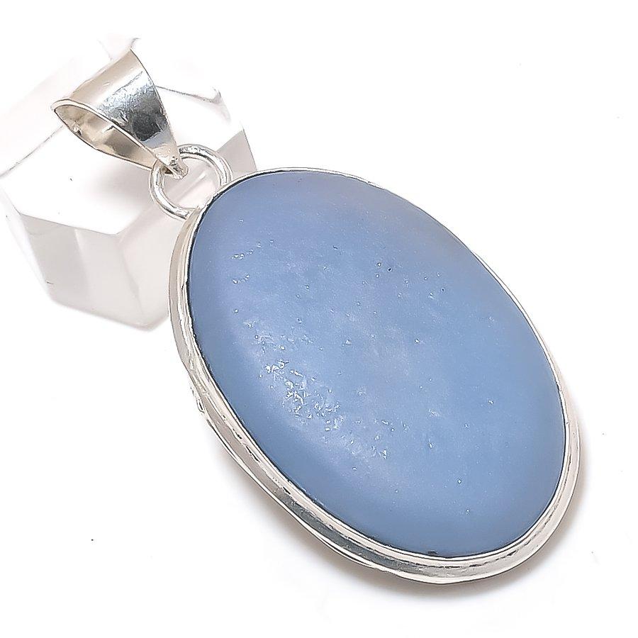 

Камень Ангелит Драгоценный камень Ювелирное изделие из стерлингового серебра 925 пробы Подвеска 2,13