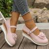 Fashion Pink Mary Jane Wedges Shoes for Women Fashion Flower Decor Espadrilles Sandals Woman 2025 Spring Autumn Casual Platform Pumps
